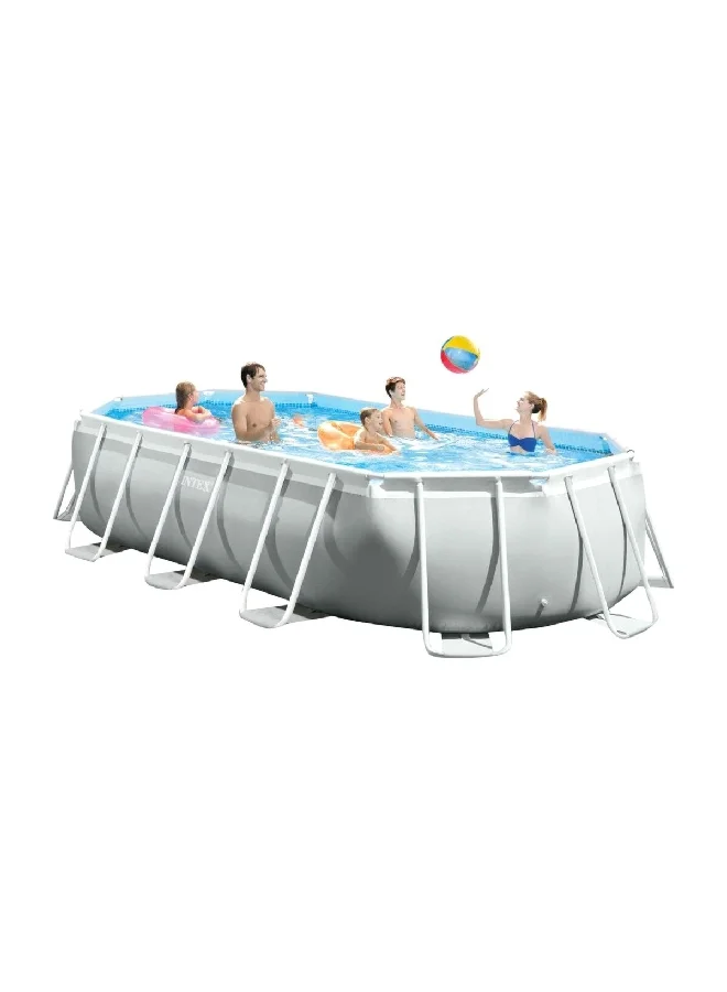 INTEX Prism Frame Oval Swimming Pool with Water Filter Pump Grey 13365 L 26796