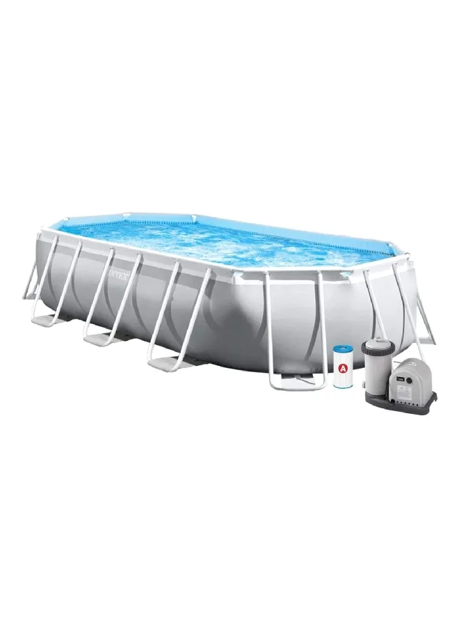 INTEX Prism Frame Oval Swimming Pool with Water Filter Pump Grey 13365 L 26796