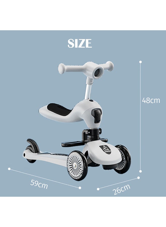 Kids Kick Scooter, 3 Wheel Kids Scooter with Height Adjustable Handle, Flashing Wheels & Music Pedal Light for Boys and Girls, Flash Ride On Scooter for Toddler Age 0-6 Years, k619 (Modern Grey)  - Image 2