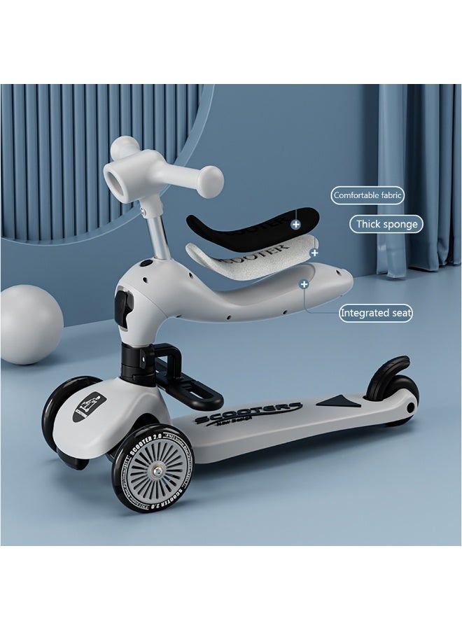 Kids Kick Scooter, 3 Wheel Kids Scooter with Height Adjustable Handle, Flashing Wheels & Music Pedal Light for Boys and Girls, Flash Ride On Scooter for Toddler Age 0-6 Years, k619 (Modern Grey)  - Image 4