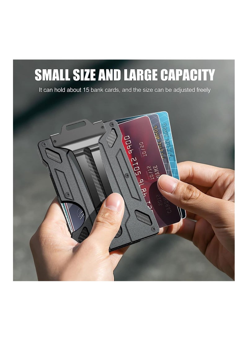 Furtey Wallet For Men Slim Aluminum Metal Money Clip with Transparent Work RFID Metal Wallet Work ID Card Holder Business Card Holder with Clear Window ID Badge Clip Cash Card Slim Minimalist Wallet (Black)  - Image 4