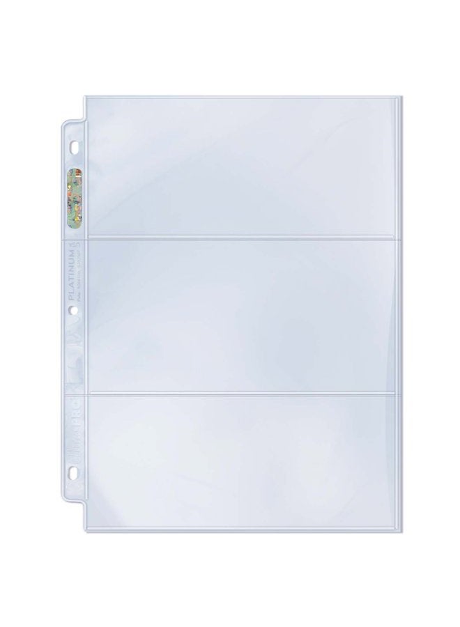 BCW Ultra Pro 3-Pocket Platinum Page with 3-1/2" X 7-1/2" Pockets Horizontal Style Toploading (25-Count)