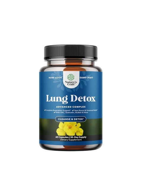 Lung Detox Mullein Leaf Capsules - Purifying Mullein Lung Cleanse Complex with NAC Quercetin & Cordyceps Extracts - Mullein Leaf Herb Respiratory Supplement for Sinus Immunity & Breathing Support