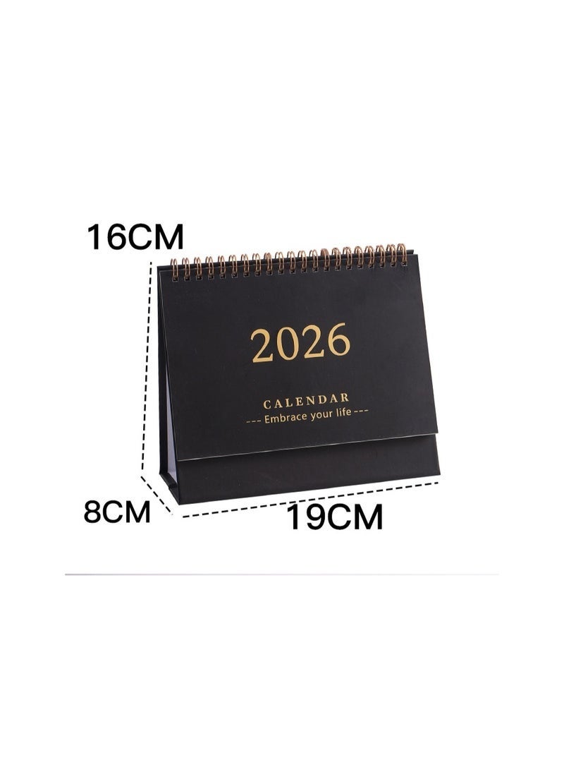 Desk Calendar 2026, Standing Flip Small Desk Calendar 2025/07-2026/12 Monthly Desktop Calendar Thick Paper Twin-Wire Binding for Home or Office (Black) - Image 2