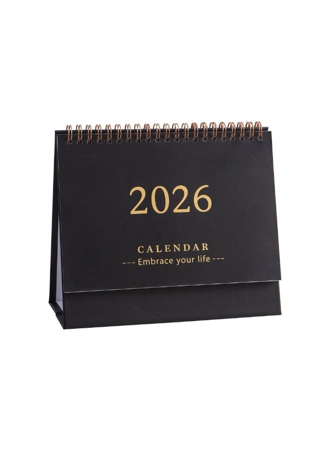 Desk Calendar 2026, Standing Flip Small Desk Calendar 2025/07-2026/12 Monthly Desktop Calendar Thick Paper Twin-Wire Binding for Home or Office (Black) - Image 3