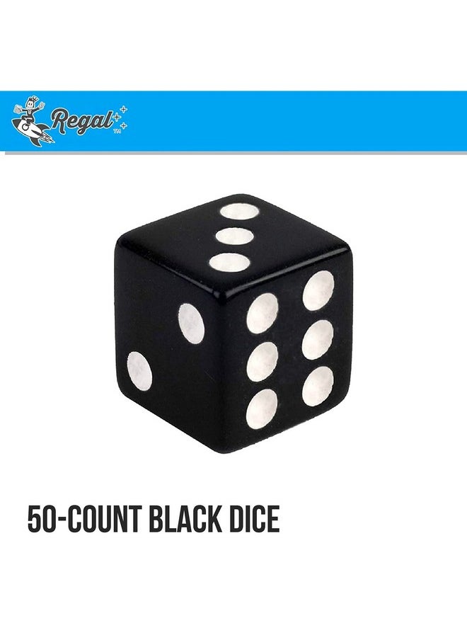 Regal Games - 6Sided Urea Game Dice Set Standard 16Mm Size 50 Count Black Perfect For Group Events Bulk Buying - Image 1