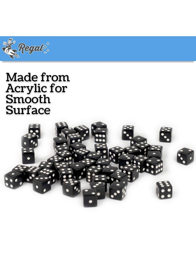 Regal Games - 6Sided Urea Game Dice Set Standard 16Mm Size 50 Count Black Perfect For Group Events Bulk Buying - Image 1