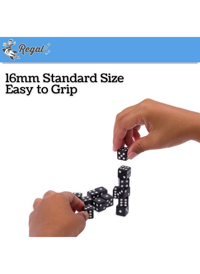 Regal Games - 6Sided Urea Game Dice Set Standard 16Mm Size 50 Count Black Perfect For Group Events Bulk Buying - Image 1