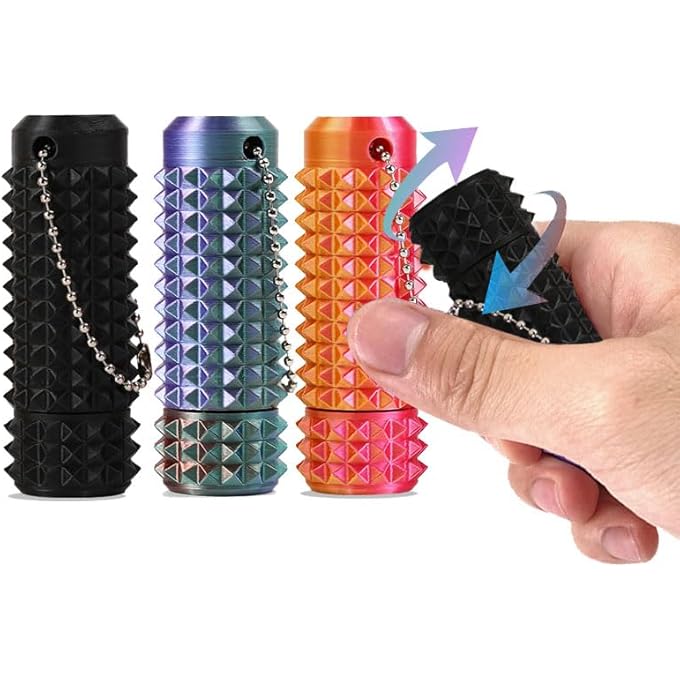 OriDecor Upgraded 3 Pack Discolored Grippie Fingertip Fidget Little Pain Ouchies Hard Spiky Anxiety Relief Mini Pocket-Sized Portable Rotatable with Keychain for Autistic Adults Office Worker (3 Pack) - Image 1