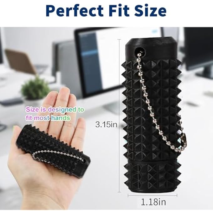 OriDecor Upgraded 3 Pack Discolored Grippie Fingertip Fidget Little Pain Ouchies Hard Spiky Anxiety Relief Mini Pocket-Sized Portable Rotatable with Keychain for Autistic Adults Office Worker (3 Pack) - Image 4