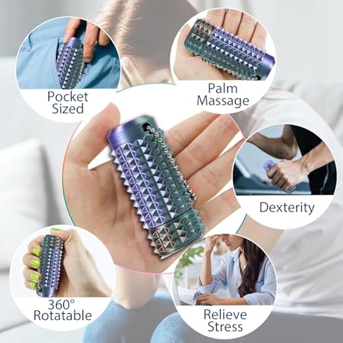 OriDecor Upgraded 3 Pack Discolored Grippie Fingertip Fidget Little Pain Ouchies Hard Spiky Anxiety Relief Mini Pocket-Sized Portable Rotatable with Keychain for Autistic Adults Office Worker (3 Pack) - Image 3