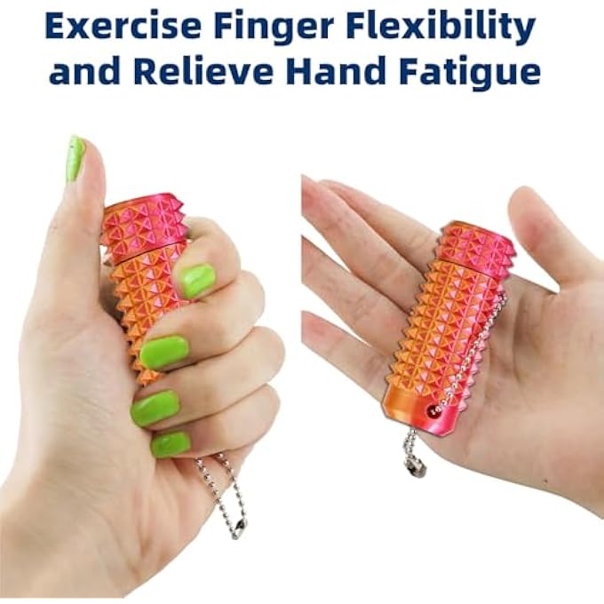 OriDecor Upgraded 3 Pack Discolored Grippie Fingertip Fidget Little Pain Ouchies Hard Spiky Anxiety Relief Mini Pocket-Sized Portable Rotatable with Keychain for Autistic Adults Office Worker (3 Pack) - Image 2