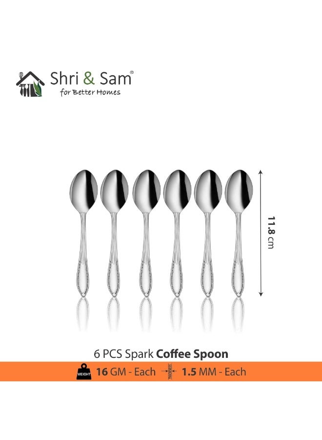Shri & Sam Stainless Steel Spark Coffee Spoon,6 Pieces - Image 3
