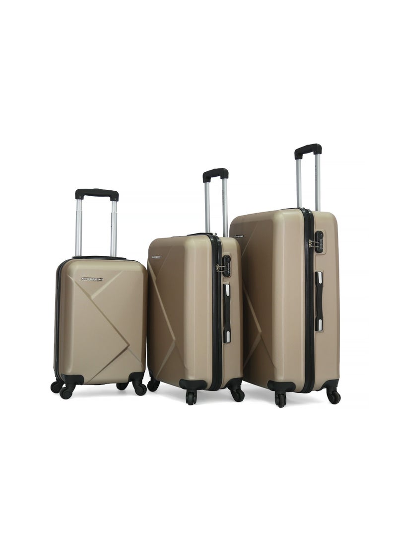 GIORDANO حقائب سفر جيوردانو صلبة العجلات 3 قطع، شامبانيا - Image 1