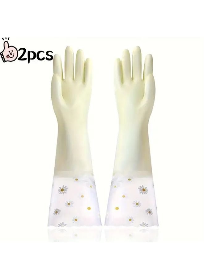 Yellow Kitchen Dishwashing Gloves Pet Bathing Hair Removal Waterproof Cleaning - Image 1