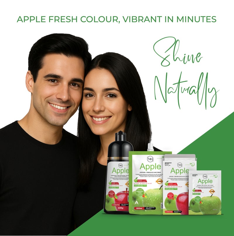 MH Apple Ammonia Free Hair Colour Cream Natural Black Gentle, Moisturizing, Fade-Resistant, Easy At-Home Use 10 X 30 ml - Image 3
