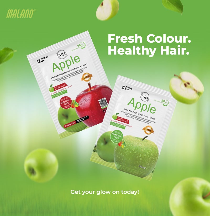 MH Apple Ammonia Free Hair Colour Cream Natural Black Gentle, Moisturizing, Fade-Resistant, Easy At-Home Use 10 X 30 ml - Image 5