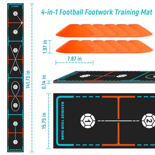 MUKESKY Soccer Training Mat with Integrated Ladder & Cones | 4-in-1 Football Footwork Agility Trainer for Team Practice | Non-Slip Speed & Ball Control Exercise Mat - Image 2