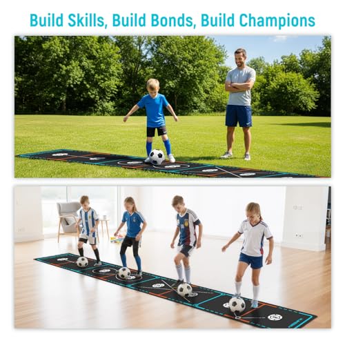 MUKESKY Soccer Training Mat with Integrated Ladder & Cones | 4-in-1 Football Footwork Agility Trainer for Team Practice | Non-Slip Speed & Ball Control Exercise Mat - Image 3