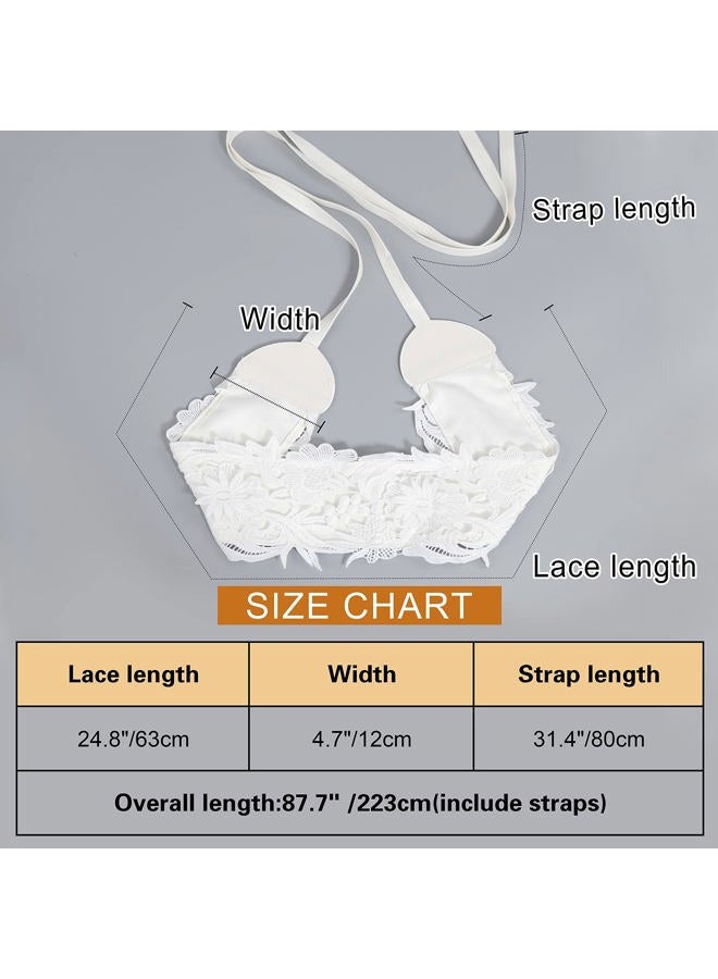 Lovful Womens Faux Leather Lace Wrap Around Obi Belt Waist Boho Band Wide Belts, White, M - Image 5