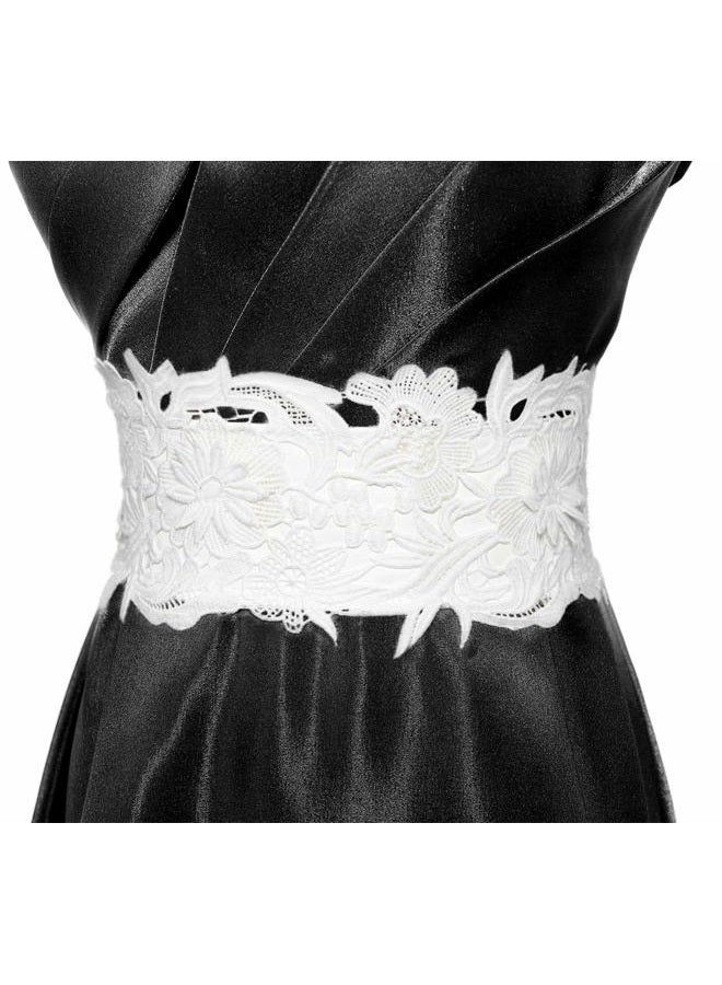 Lovful Womens Faux Leather Lace Wrap Around Obi Belt Waist Boho Band Wide Belts, White, M - Image 2