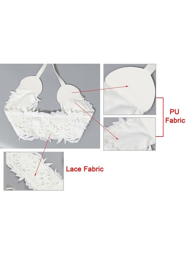Lovful Womens Faux Leather Lace Wrap Around Obi Belt Waist Boho Band Wide Belts, White, M - Image 3