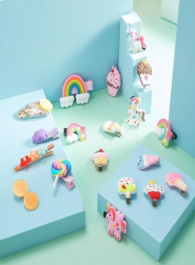 YANWENX pack of 10, Cute Candy Cartoon Design Kids Girl Hair Clip,Ice Cream Rainbow Design Toddler Girl Barrettes Accessories Bangs (7) - Image 2