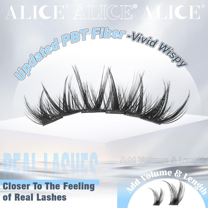 ALICE Lash Clusters Wispy Eyelash Clusters Short 10-14mm Cluster Eyelash Extensions Natural Volume Lash Extensions Thin Band DIY Individual Lashes - Image 3