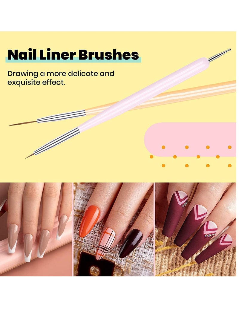 SYOSI Nail Art Brushes Set, Gel Polish Nail Art Design Pen Painting Tools with Extension Brush, Builder Brush, Art Liner Brush, and Dotting Pen for Salon at Home DIY Manicure - Image 5