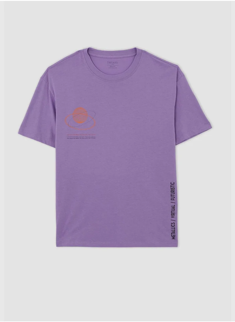 DeFacto Boxy Fit Short Sleeve Minimal Print T-Shirt