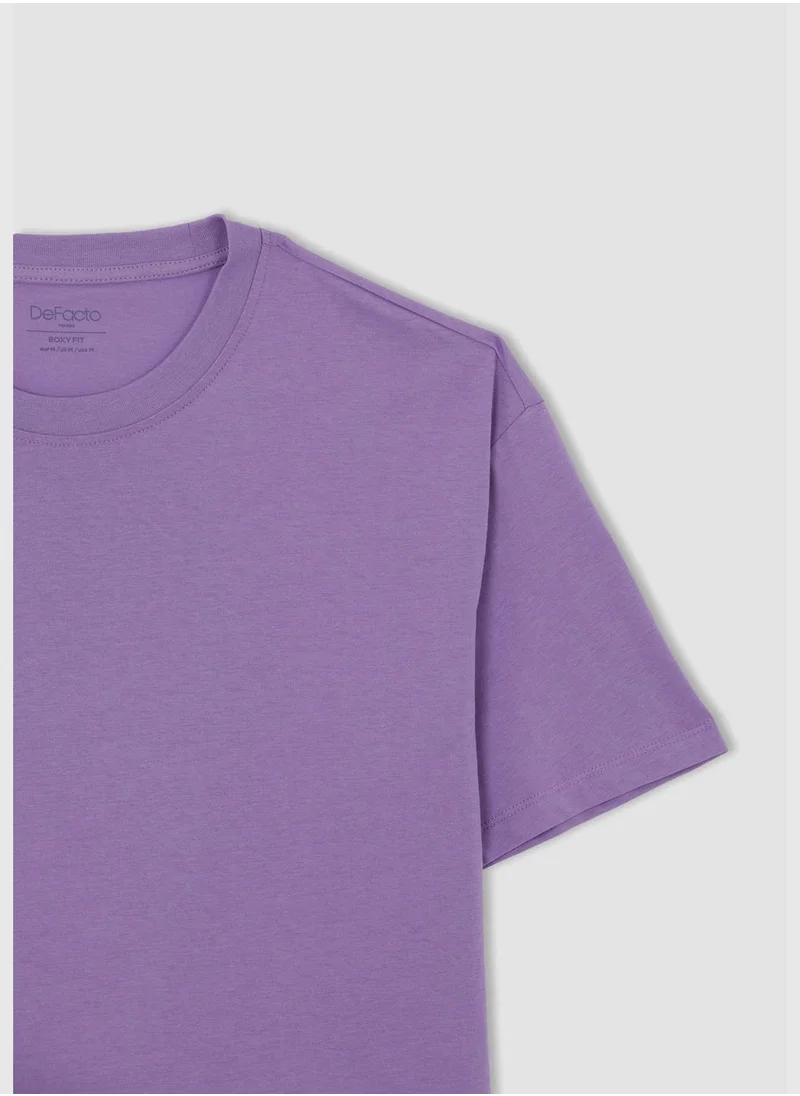 DeFacto Boxy Fit Short Sleeve Minimal Print T-Shirt