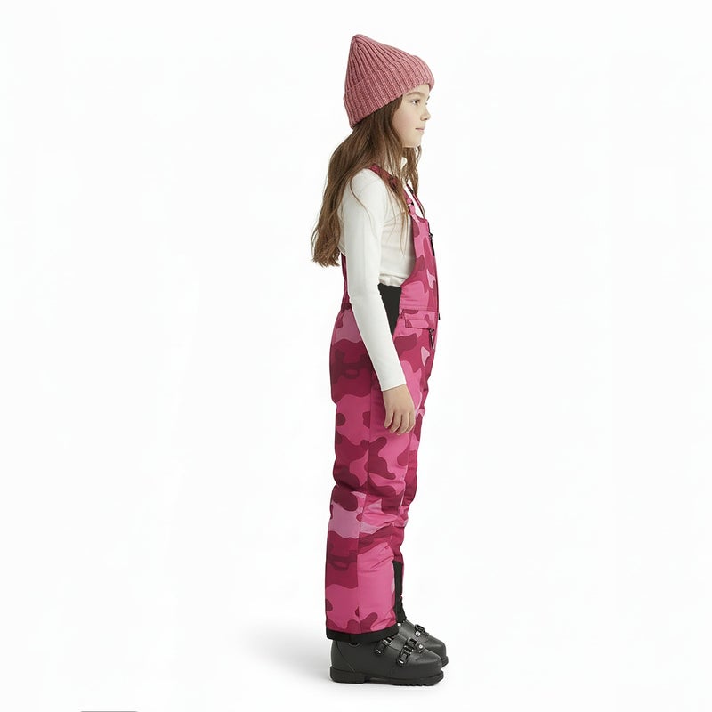 Arctic Quest Boys Girls Unisex Classic Ski & Snow Bib Overall Winter Snowsuit Water-Resistant Windproof Outdoor Rain Bib, Pink Camo, 5-6 - Image 2