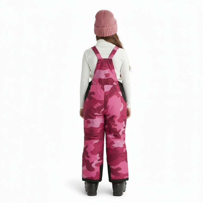 Arctic Quest Boys Girls Unisex Classic Ski & Snow Bib Overall Winter Snowsuit Water-Resistant Windproof Outdoor Rain Bib, Pink Camo, 5-6 - Image 3