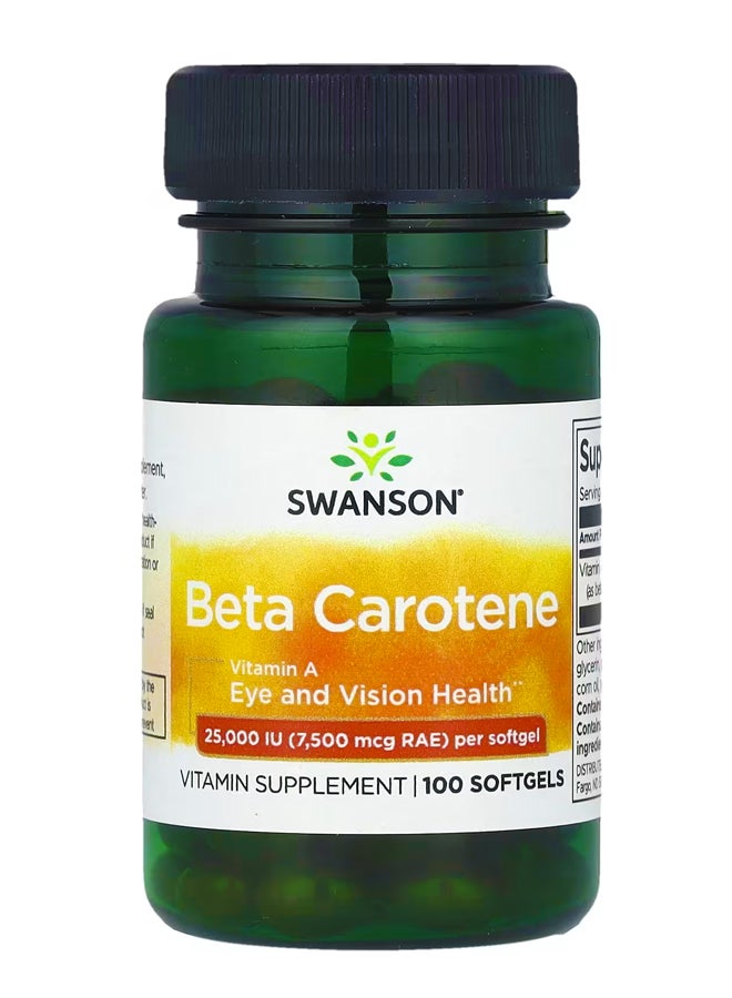 SWANSON Beta Carotene 25000 IU (7500 mcg RAE) 100 Softgels