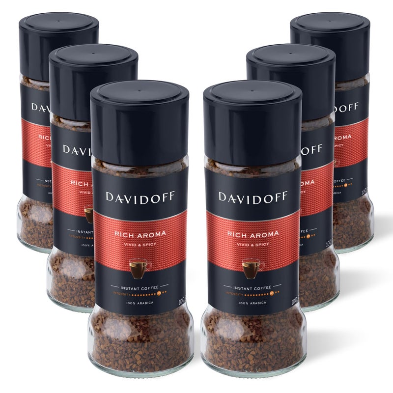Davidoff Rich Aroma Instant Coffee 100% Arabica, 3.53 oz ℮ 100 g, 6 Pack - Image 1