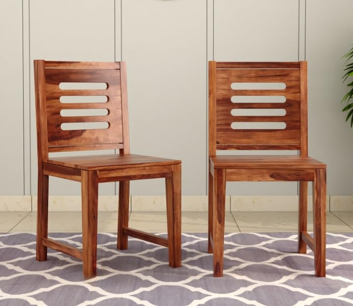 ADVRZO Solid sheesham Wood Dining Chair for Dining RoomOfficeWooden Chair for Multipurpose Without Cushion Elegant Seating Area Set of 2Honey Finish