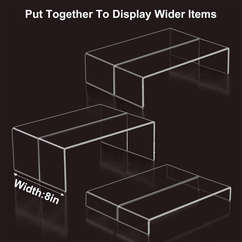 Blaithom Acrylic Display Riser Stand of 6pcs, 5mm Thickness,12'' Length Tierd Display Stands, Acrylic Shelf Risers for Perfume Display,Risers for Buffet Table,Cupcake Stand,Pop Figurines,Tumbler,Food - Image 4