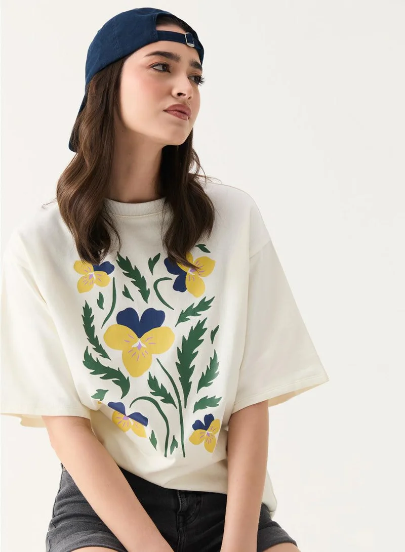 Zigzag Orchid Printed Oversized T-shirt