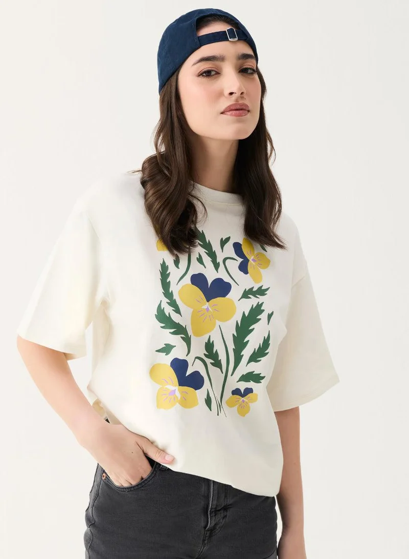 Zigzag Orchid Printed Oversized T-shirt