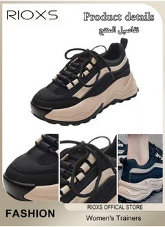 RIOXS Women's Sports Shoes, Chunky Sneaker For Womens, Breathable Platform Trainers, Ladies Chunky Shoes For Running Walking Jogging, Casual Wild Shoes,  Lace up Comfortable Fashion Dad Sneakers, Ladies Athlesiure Trainers  - Image 5