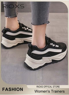 RIOXS Women's Sports Shoes, Chunky Sneaker For Womens, Breathable Platform Trainers, Ladies Chunky Shoes For Running Walking Jogging, Casual Wild Shoes,  Lace up Comfortable Fashion Dad Sneakers, Ladies Athlesiure Trainers  - Image 3