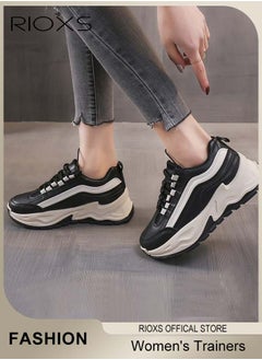 RIOXS Women's Sports Shoes, Chunky Sneaker For Womens, Breathable Platform Trainers, Ladies Chunky Shoes For Running Walking Jogging, Casual Wild Shoes,  Lace up Comfortable Fashion Dad Sneakers, Ladies Athlesiure Trainers  - Image 2