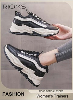 RIOXS Women's Sports Shoes, Chunky Sneaker For Womens, Breathable Platform Trainers, Ladies Chunky Shoes For Running Walking Jogging, Casual Wild Shoes,  Lace up Comfortable Fashion Dad Sneakers, Ladies Athlesiure Trainers  - Image 4