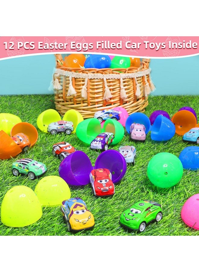 AMENON 12 Pack Prefilled Easter Eggs Filled with Pull Back Car Toys, Colorful Easter Eggs Vehicle for Kids Boys Toddlers Easter Basket Stuffers Surprise Egg Hunt Easter Eggs Filler Easter Basket Essential - Image 5