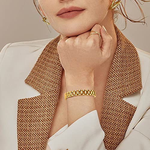 MPRAINBOW 18K Gold Plated Chain Link Bracelet, Stainless Steel Crystal Friendship Bracelets Bangle,Watch Band Chains Wristband Jewelry with Adjust Tool - Image 5