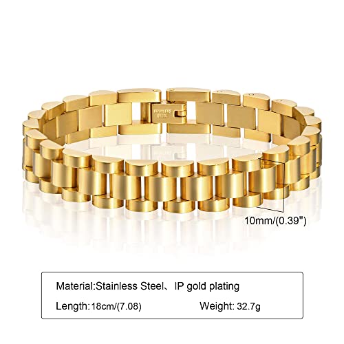 MPRAINBOW 18K Gold Plated Chain Link Bracelet, Stainless Steel Crystal Friendship Bracelets Bangle,Watch Band Chains Wristband Jewelry with Adjust Tool - Image 4