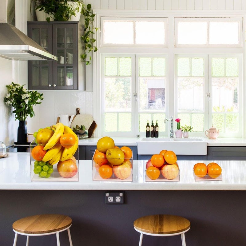 TPGP kiooil Set of 4 Crystal Clear Acrylic Boxes - Cube Display Buffet Nesting Risers with Hollow Bottoms - Image 4