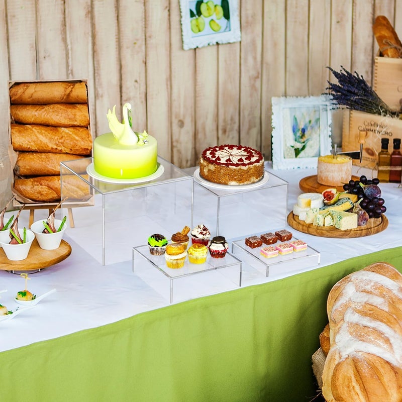 TPGP kiooil Set of 4 Crystal Clear Acrylic Boxes - Cube Display Buffet Nesting Risers with Hollow Bottoms - Image 5