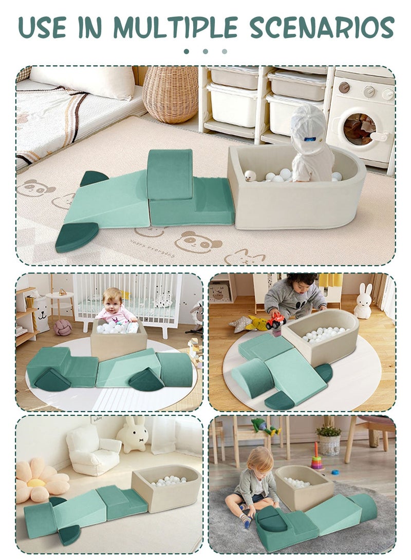 MaBaby Toddler Climbing Toys Soft Foam Play Set with Ball Pit (6-Piece) – Montessori Early Education Indoor Active Play Equipment for Baby Gross Motor Skill Development, Safe Climb Crawl Blocks for Preschool Kids Playroom - Image 4