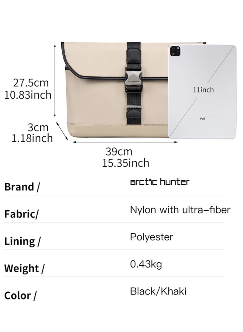 ARCTIC HUNTER Durable Laptop Sleeve Water Resistant Anti-theft Messager Bag 15.5-inch Laptop Bag for Men and Women for Office/Travel/School/College, GWB00820- Khaki - Image 5
